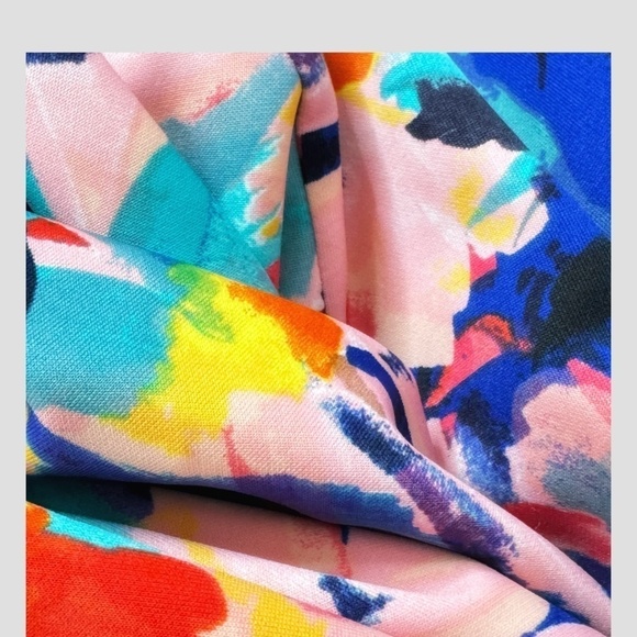 Neiman Marcus Dress Fit And Flare Mini Dress Sleeveless Watercolor Stretch Knit - Picture 9 of 12